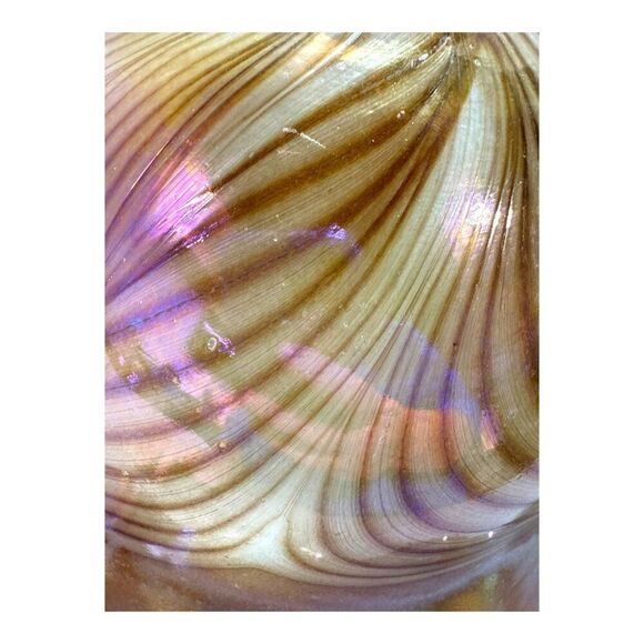 Vtg Large 15" Iridescent Pulled Feather Art Glass Lampshade Ruffled Shade - Picture 11 of 15